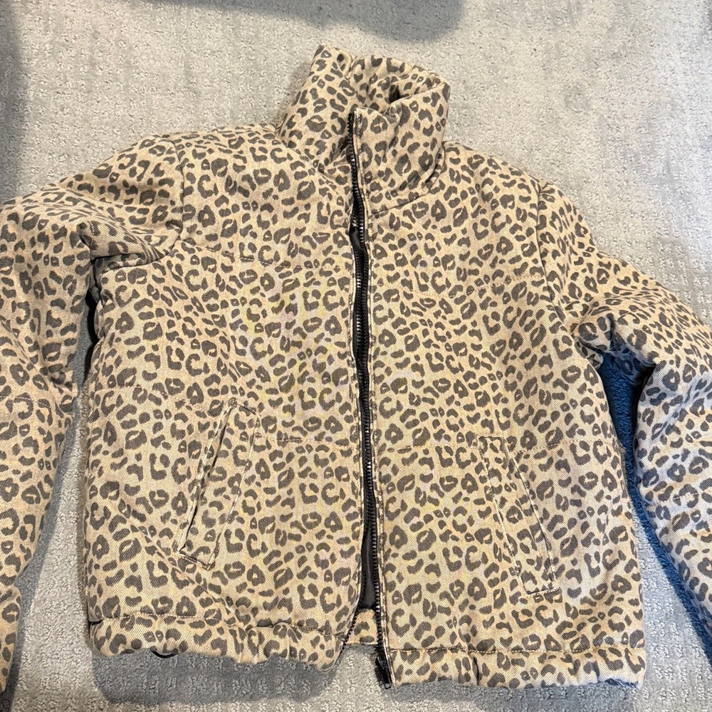 Jou Jou Leopard Print Puffer Jacket
